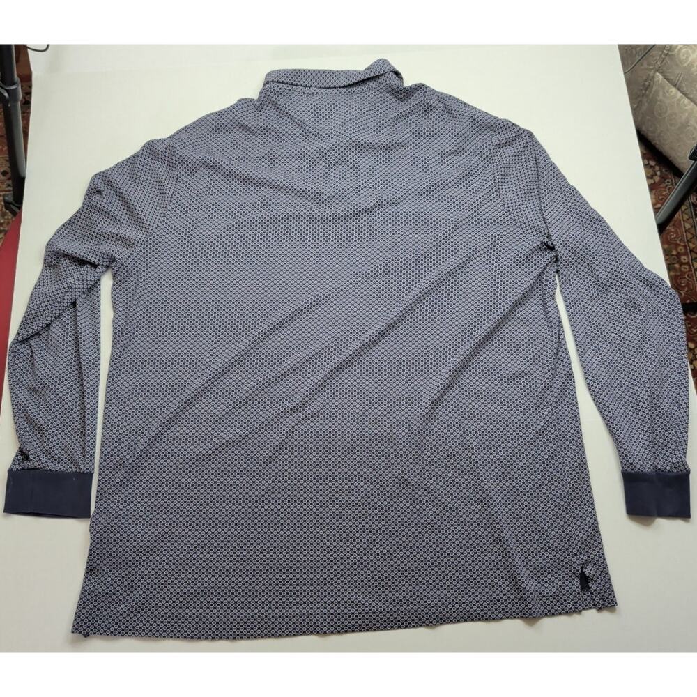 Polo Ralph Lauren Polo Shirt Mens XXL Navy Blue Geometric Dots Pony Long Sleeve - Picture 9 of 9